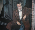 "Humphrey Bogart in 'Die barfüßige Gräfin'", Spachtelmasse, Acryl- und Ölfarbe auf Leinwand, 120 x 140 cm, Mai 2019