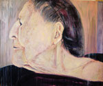 "Alte Frau mit Haarnetz", Spachtelmasse, Acryl- und Ölfarbe auf Leinwand, 100 x 120 cm