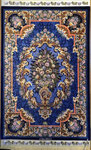 QUM silk  ザロチャラクサイズ　Aboulghasem Jeddi工房 タペストリー 紺 花瓶 青