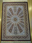 QUM silk  ザロチャラクサイズ　Aboulghasem Jeddi工房 サックスブルー エンジ ボルドー ゴンバディ