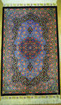QUM silk  ザロチャラクサイズ　Aboulghasem Jeddi工房 濃紺 青 水色 