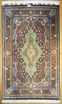 QUMsilk　ドザールサイズ　M・JAMSHIDI工房 ミントグリーン 黄緑 茶 ブラウン
