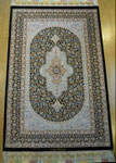 QUM silk  ザロチャラクサイズ　Aboulghasem Jeddi工房 濃紺 サックスブルー