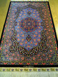 QUM silk  ザロチャラクサイズ　Aboulghasem Jeddi工房 サックスブルー 青 ボルドー