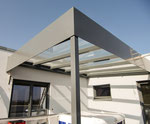 Terrassenüberdachung pulverbeschichtet grau Glas