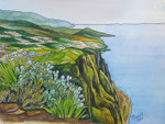 Madeira-Capo Girao, Tusche-Aquarellstift,25x32,2021