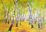 Birken, Acryl gespachtelt, 50x70, 2024