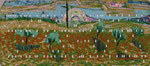 Landschaft bei Ajloun, Holzschnitt auf Lochkarte, Auflage 20, 8 x 19 cm