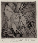 Eichenschrecke 2022, Radierung, Auflage 6, 10 x 9,5 cm