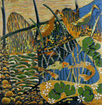 Karpfenteich 2024 Holzschnitt 25 x 25 cm