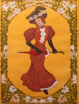 Jugendstil, Dame mit Schirm und Hut, 36x46