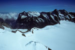 Wetterhorn 3692 m, Schreckhorn 4078 m und Lauteraarhorn 4042 m 