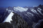 Eiger Gipfelgrat mit Wetterhorn 3701 m und Schreckhorn 4078 m