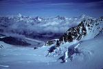 Blick Richtung Zermatt zum Grenz- und Gornergletscher + 4000er am Horizont