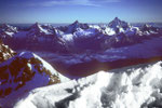 Gipfelblick vom Castor auf Obergabelhorn, Zinalrothorn und Weisshorn