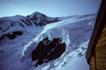 Blick von der Hütte auf den Liskamm Ost 4527 m links  Schneedom (Il Naso) 4272 m