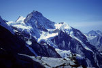 Jungfrau 4158 m mit Silberhorn 3695 m vom Frühstücksplatz 3066 m