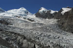 Gletschermeer mit Castor und Pollux vom Weg zur Monte Rosa-Hütte