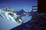 4554m-Aussicht von der Hütte auf Nordend 4609 m und  Mischabelgruppe