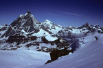 Matterhorn 4478m, Dent Blanche 4356m und Obergabelhorn 4063m