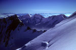 Lenzspitze 4294 m, Fletschhorn 3985 m, Lagginhorn 4010 m und Weissmies 4017 m