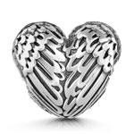 "Herz Flügel", 925er Silberperle, mit Stempel. 12 x 11 x 8mm, Loch 4,5 mm