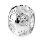 "Pfoten" - 925er Silber Perle, mit Stempel - 6 x 9mm, Loch 4,5 mm