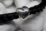 "Massives Herz rundlich" - 925er Silber Herz-Perle, mit Stempel - 11 x 9 x 6mm, Loch 4,5 mm