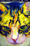 Le chat astral peinture sur toile de jute
