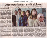 Jugendparlament stellt sich vor "Bremer Anzeiger 23.02.2011"