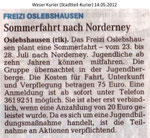 Sommerfahrt nach Norderney "Weser Kurier 14.05.2012"