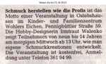 "Schmuck herstellen wie die Profis" Weser Kurier 15.10.2013