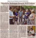 Senatorin Stahmann besucht WiN-Gebiete "Weser Kurier 20.08.2012"