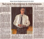 Nur noch Polizeistation in Oslebshausen "Weser Kurier 21.01.2013"