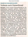 Feuer in Oslebshausen "Weser Kurier 21.01.2013"