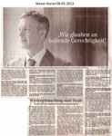 "Wir glauben an heilende Gerechtigkeit" Weser Kurier 08.05.2013