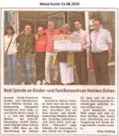 Real-Spende an Kinder- und Familienzentrum Wohlers Eichen "Weser Kurier 15.08.2010"