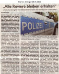 "Alle Reviere bleiben erhalten" "Bremer Anzeiger 13.06.2012"