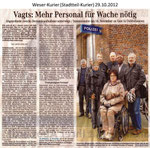 Vagts: Mehr Personal für Wache nötig "Weser Kurier 29.10.2012"