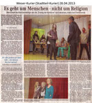 Es geht um Menschen - nicht um Religion "Weser Kurier 28.04.2013"