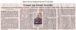 "Nachruf Dieter Sevecke" Weser Kurier 27.10.2013