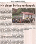 Mit einem Schlag verdoppelt "Bremer Anzeiger 06.09.2009"