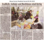 Endlich: Anbau und Backhaus sind fertig "Weser Kurier 02.04.2012"