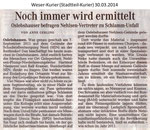 "Noch immer wird ermittelt" Weser Kurier 30.03.2014