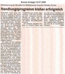 Handlungsprogramm bisher erfolgreich "Bremer Anzeiger 15.07.2009"
