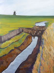 Nordermühle Pellworm Vorland Nordfriesland Inselwelt Mühle Acrylmalerei Malerei Acrylfarbe 