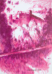 Wartburg in Eisenach, Thüringen, Filzstift, Zeichnung, Magenta, 2023, Enno Franzius