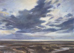 Wolken über dem Watt Gouachemalerei Gouache auf Papier Gouachefarbe Malerei braun graublau