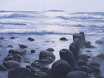  Steine am Ostseeufer auf Rügen (Blick nach Hiddensee), Ölmalerei auf Leinwand, 60 x 80 cm, 2020, Enno Franzius
