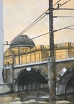 Blick auf das Bode-Museum, Acryl auf acrylmalpapier, A4, 2022, Enno Franzius